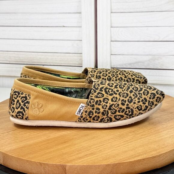 TOMS National Geographic Alpargata Leopard Print Slip On Shoes Tan 8.5 - Picture 1 of 12